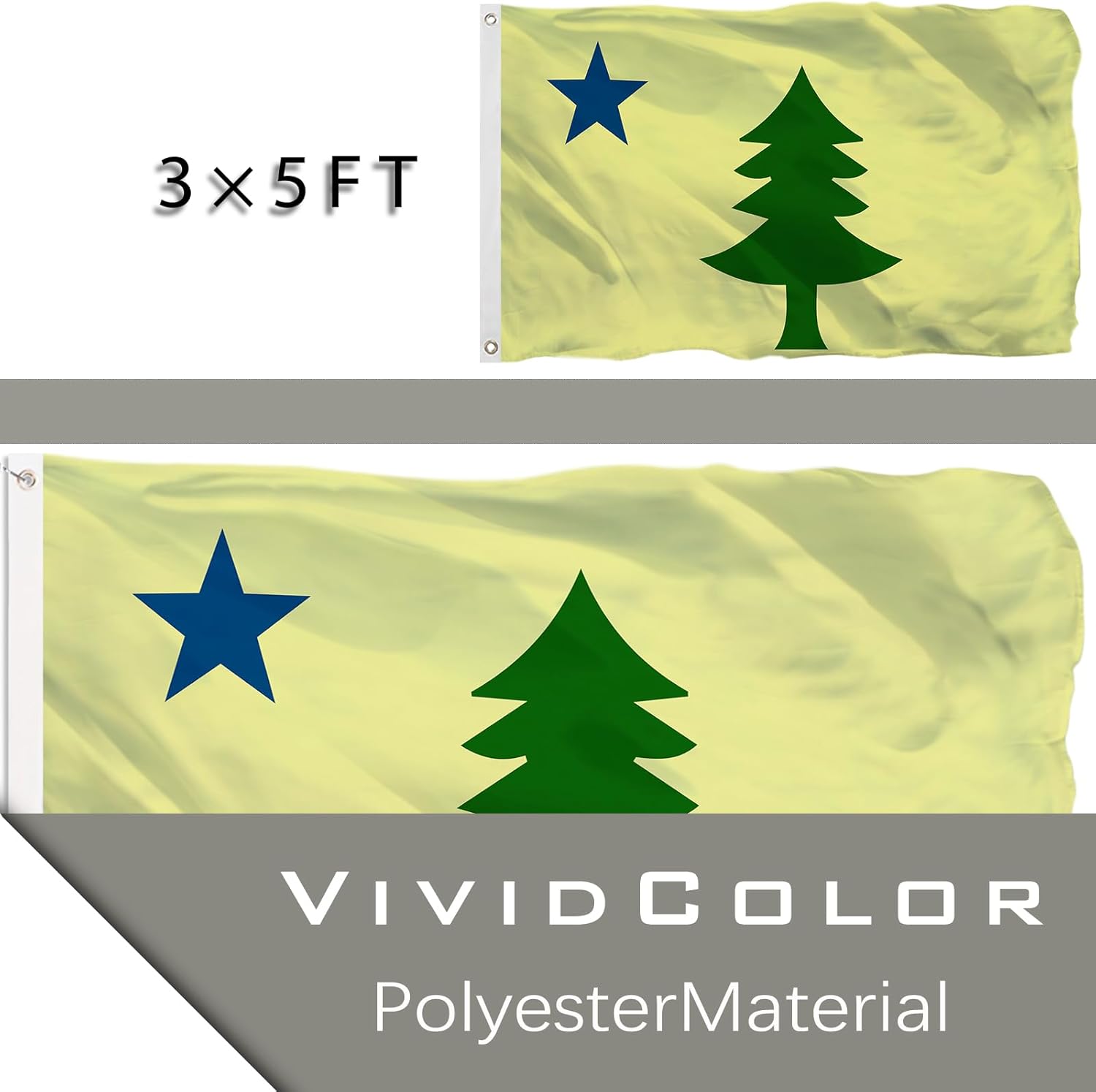 Original Maine 1901-1909 State Flag 3x5 Double Sided Heavy Duty 100% Polyester with 2 Brass Grommets for Outdoor Indoor Wall - Image 7