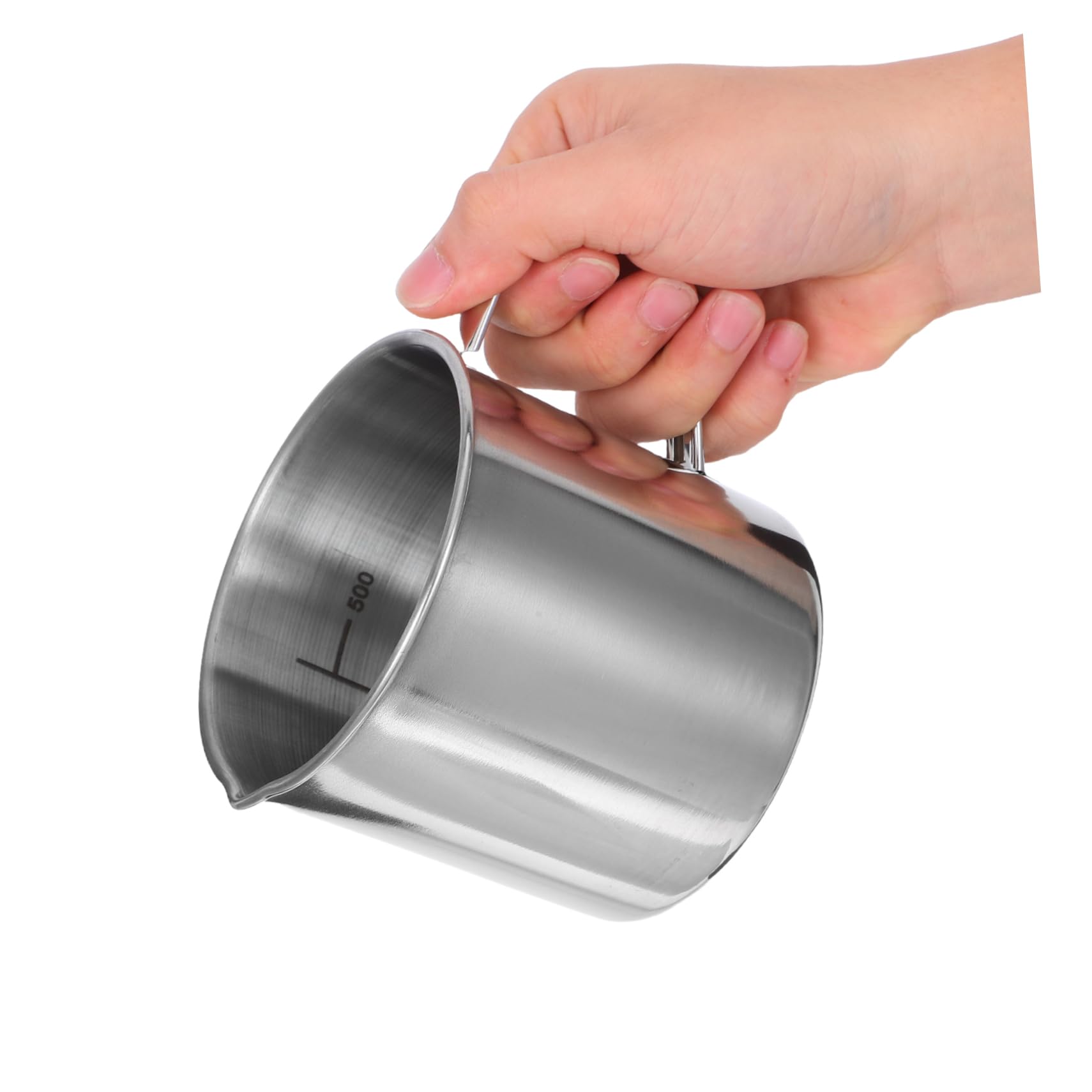 Zerodeko Vaso Mezclador Científico De 3 Piezas 500 Ml De Acero Inoxidable Con Escala Y Asa Para Medición De Productos Químicos.
