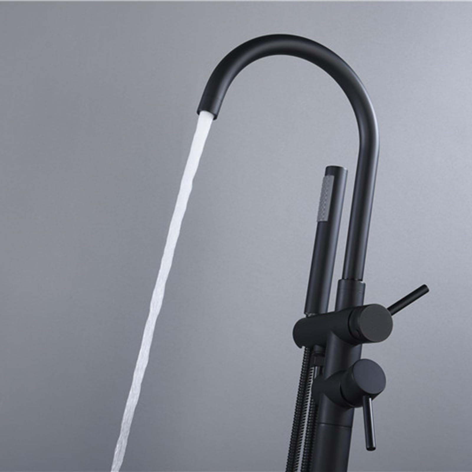 Wolnostojąca bateria wannowa montowana na podłodze, obracana o 360°, połączenie ścienne do ciepłej i zimnej wody, mosiądz, nowoczesny design, stylowa bateria łazienkowa