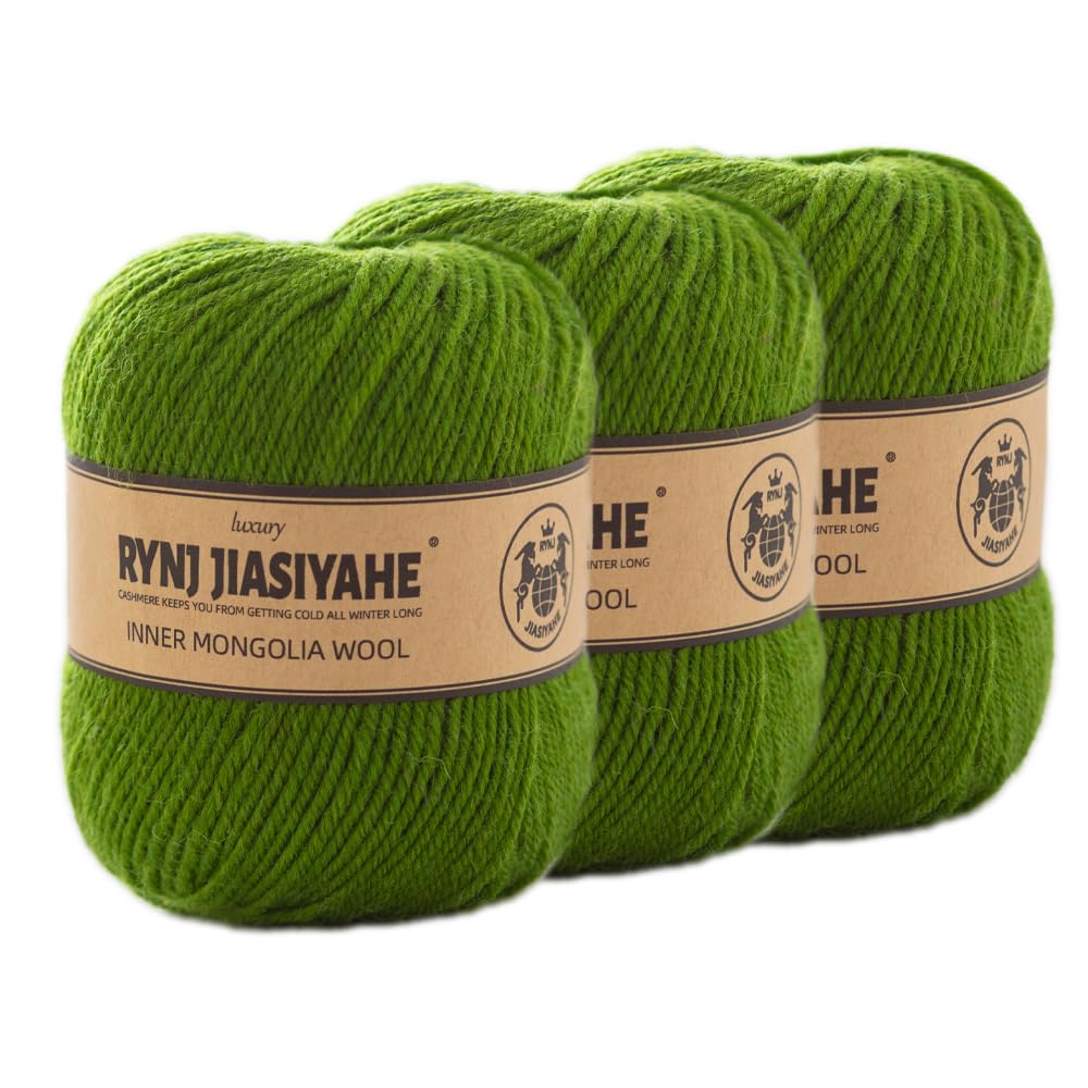 RYNJ JIASIYAHE Merino Wool Yarn, 4-ply Luxury Warm Soft Lightweight Crochet Yarn, for Hand Knitting and Crochet, Home Necessity for DIY Crafts (Yellow-Green,3 Packs)