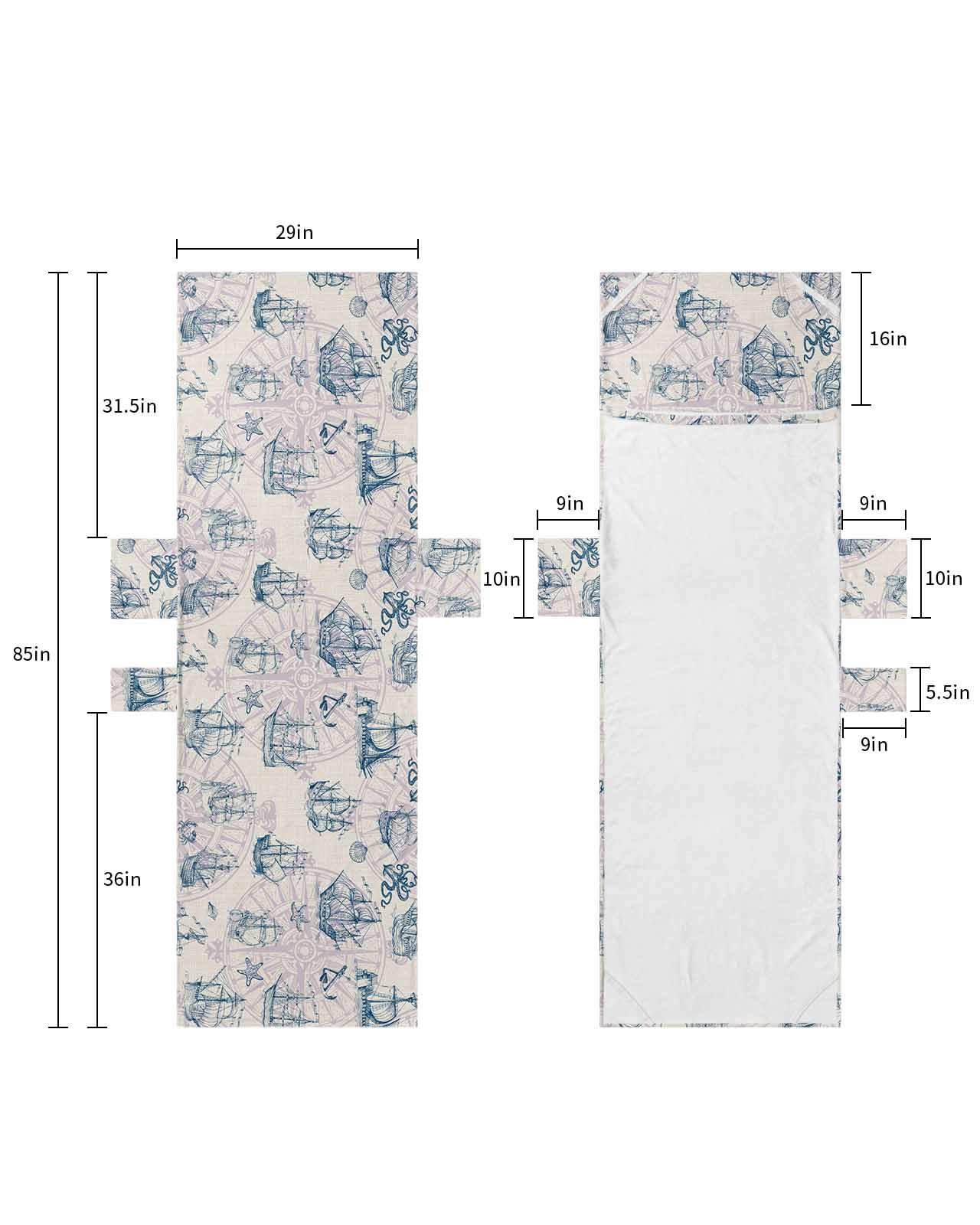 Navy Blue Nautical Beach Lounge Chair Towel Cover, Soft Chaise Lounge Towel with Side Pockets Patio Pool Chairs Cover for Beach/Pool Sunbathing 29x85 Beach Coastal Starfish Sailing Rustic