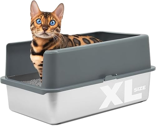 Miniatura 8 de iPrimio Caja de arena XL para gatos  Acero inoxidable grande para cajas, la sartén grande para gatos grandes no está incluida patente pendiente