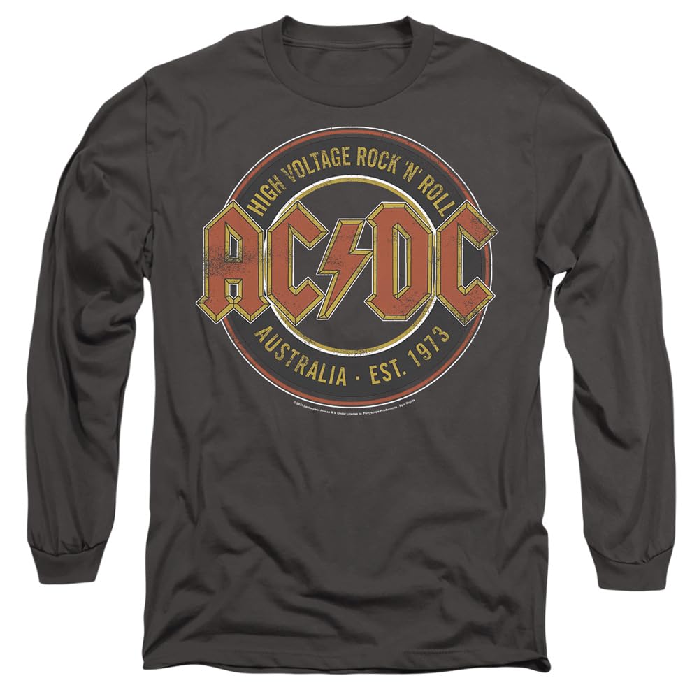 ACDC Est. '73 Mens Long Sleeve T Shirt, Charcoal, XX-Large