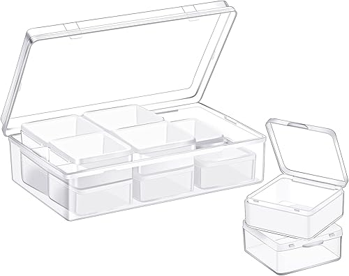 Caja organizadora de plástico transparente de 12 piezas con pestillo de cierre hermético, mini contenedores de almacenamiento pequeños, estuches con