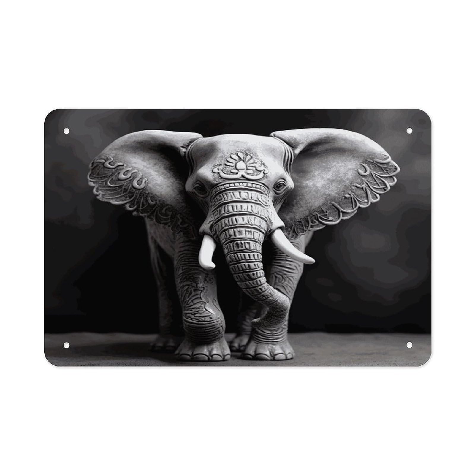 Fekiloot Style Gray Elephant Metal Signs Wall Art Tin Sign