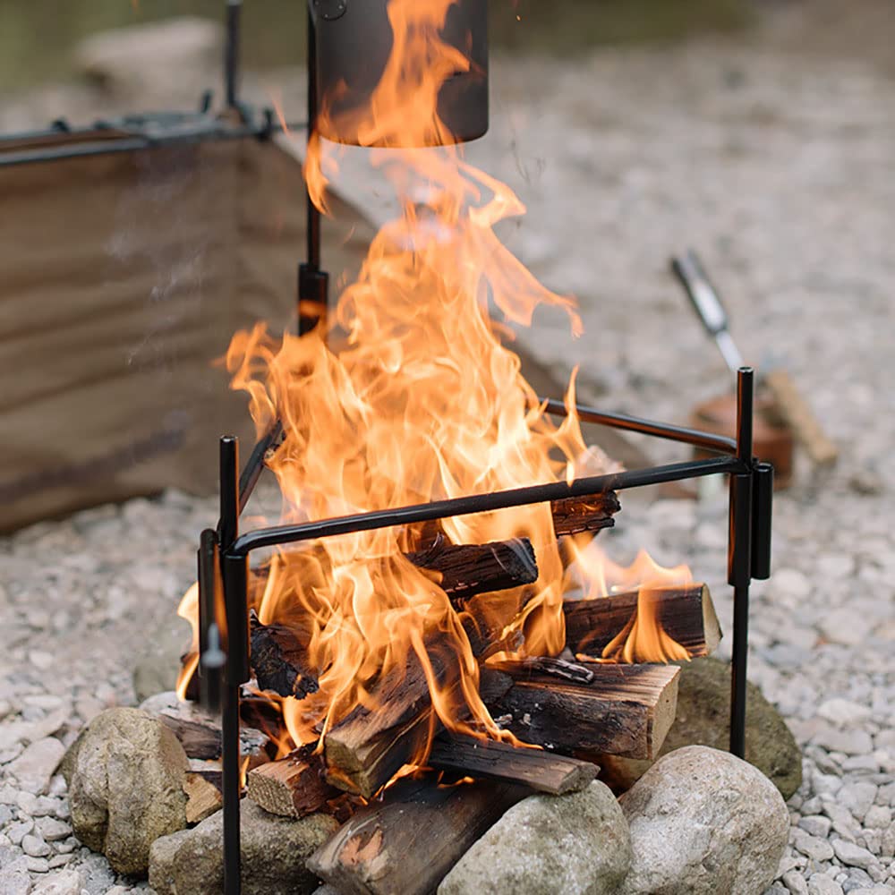 Heavy Duty Folding Campfire Grill - Portable Iron BBQ Cooking Rack For Camping & Outdoor
