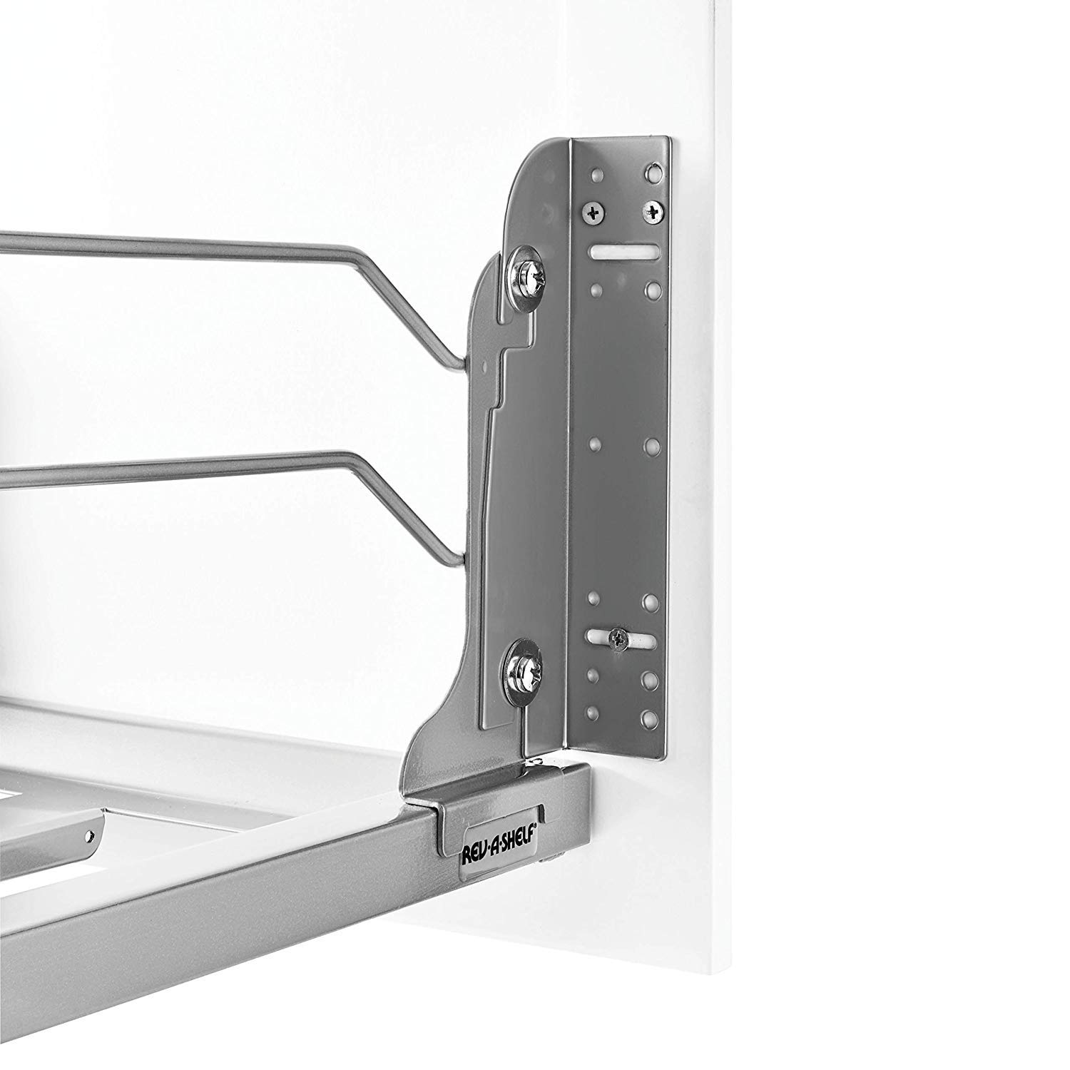 Super Sale 🛒 Rev-A-Shelf 53WC-1550SCDM-117 Single 50-Quart Kitchen Base Cabinet Pull Out Waste Container Trash Can with Soft-Close Slides, Silver