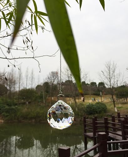 Miniatura 2 de Bola de cristal con forma de prisma de arcoíris – Colgante de bola de cristal Feng Shui para ventana, 1.575 in para colgar, transparente, paquete de