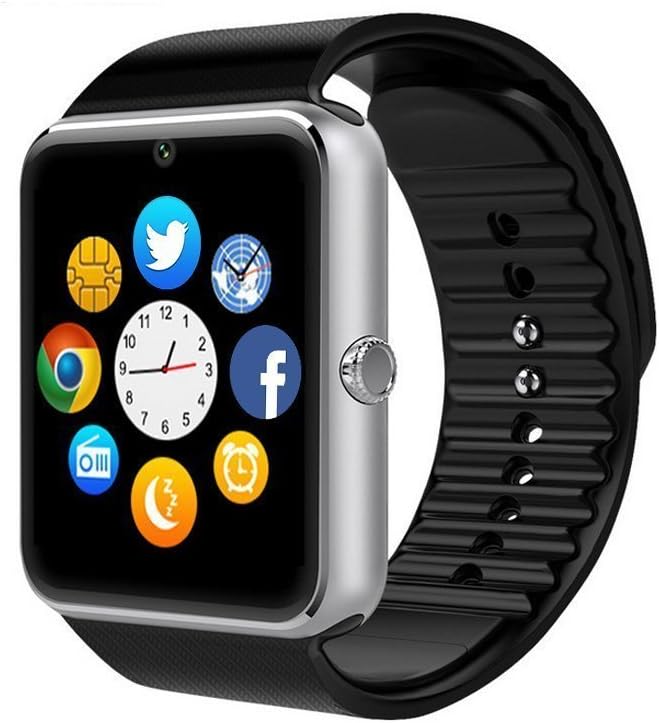 ZAOYIMALL Smartwatch GT08 Bluetooth Smart Watch with Camera SIM TF Card Call Sync Notification for Android Smartphones (Silver)