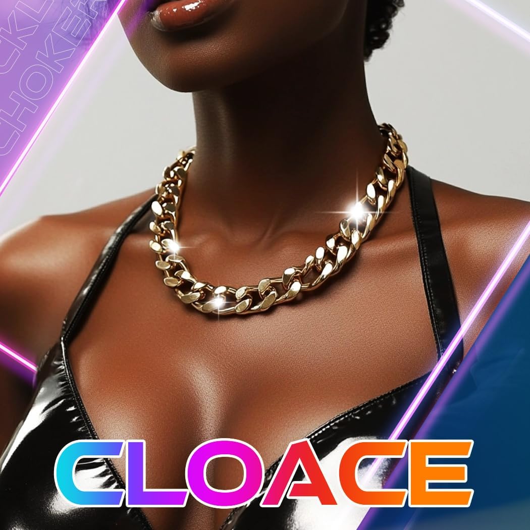 CLOACE Chunky Choker Necklaces Layered Pendant Necklace Chain Punk Thick Necklace Accessories for Women - Image 3