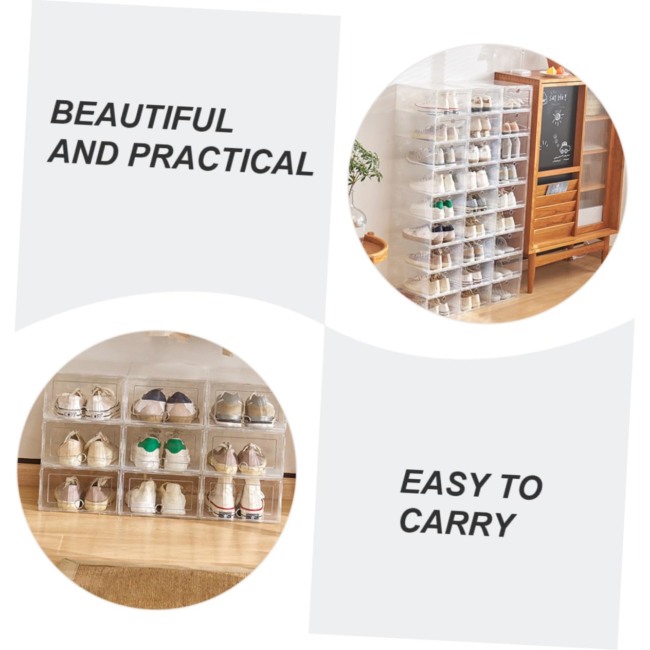 Gatuida 6 Pcs Caja de Zapatos Apilable Estuche para Zapatos Cajones Transparentes de Plástico Almacenamiento en Casa Seguro y Práctico