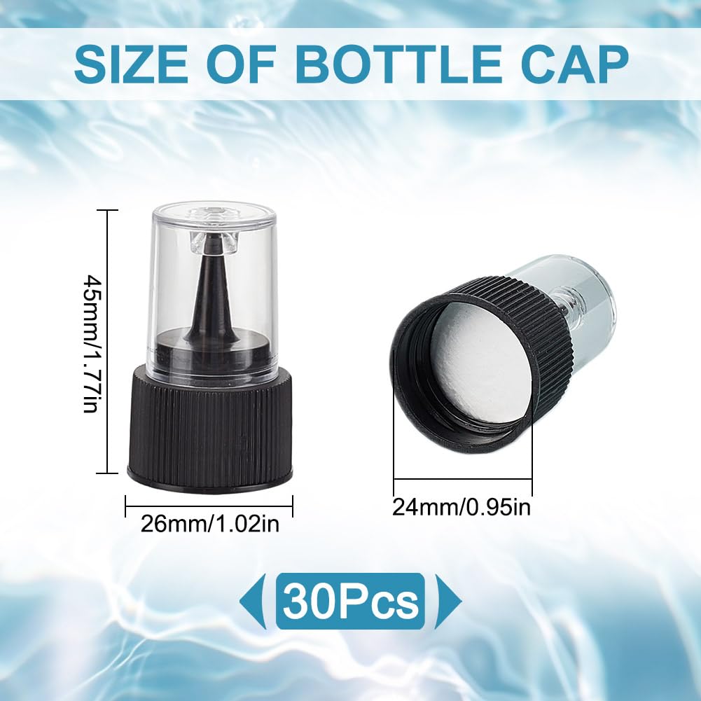 GOMAKERER 30 Pcs Squeeze Bottle Caps, 24/410 Twist Top Caps Black Squeeze Dispenser Lids Replacement Caps for Squeeze Bottles Glue Bottles Watercolors bottles