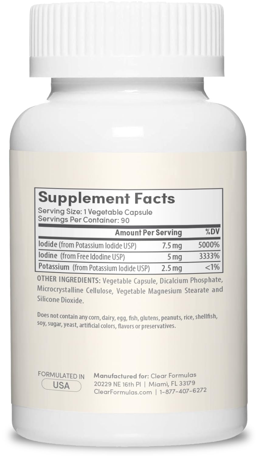 High Potency Potassium Iodine Supplement - Potassium Iodide USP and Free Iodine Capsules 12.5mg Precise Dosage Blend - Capsule Alternative to Lugol's Supplement for Thyroid Energy & Immunity (3 Month) — Amazon image 3