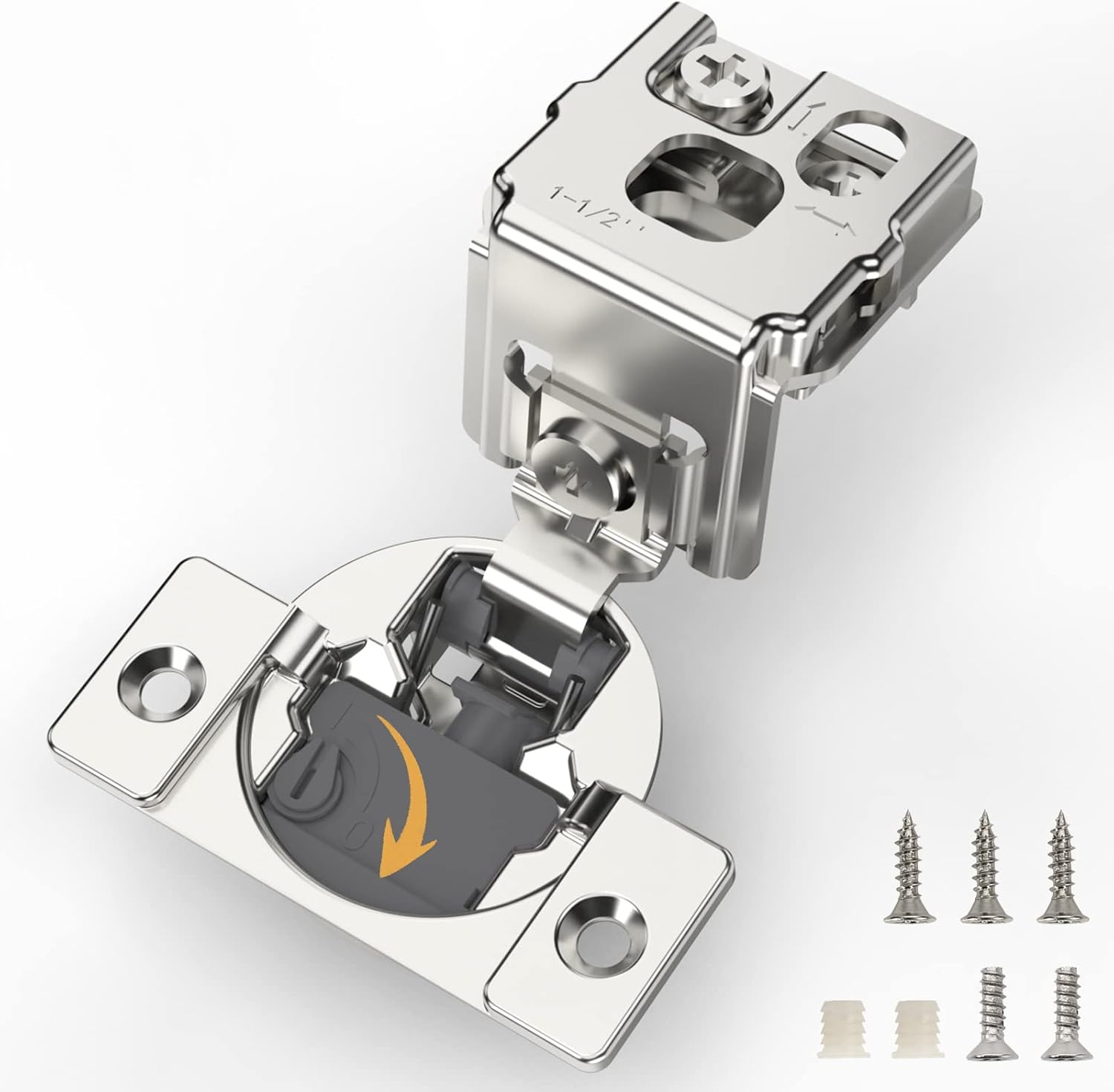 Furniware 10 Pack 5 Pairs 11/2 inch Overlay Soft Close Hinges for