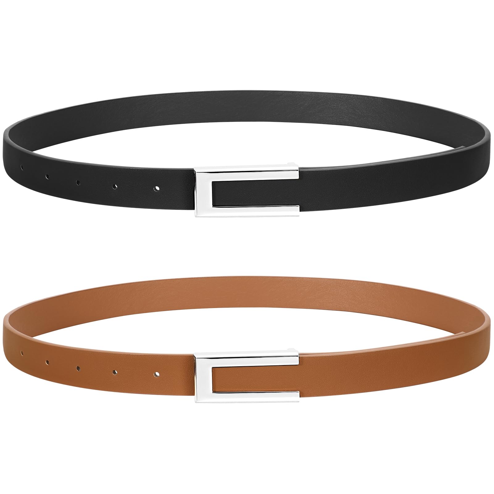 SUOSDEY Women Skinny Leather Belts for Dress Jeans Belt for Women with Gold Buckle Width 0 9
