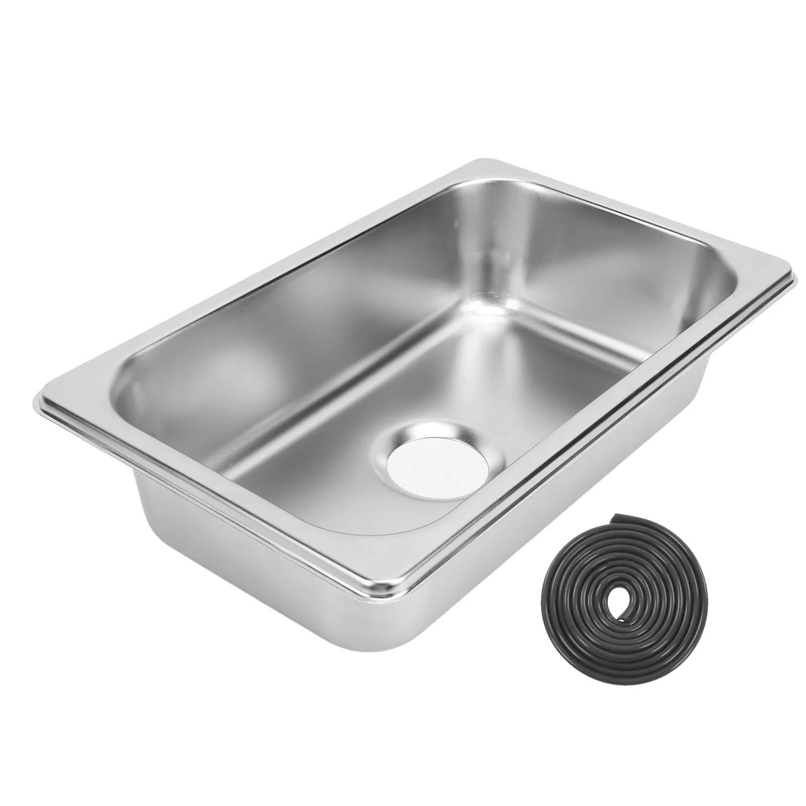 CSDASW RV 304 Stainless Sink Kitchen Rectangular Hand Wash Basin Sink with 40mm Sewer Outlet for Boat Caravan Yachts Boats for Campervan(B)