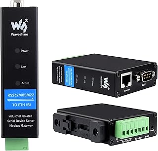 RS232/485/422 to RJ45 Ethernet Converter Industrial Isolated Rail-Mount RS232/485/422 Serial Server TCP/IP to Serial, Modbus Gateway, MQTT Gateway, RS485 to JSON, etc.