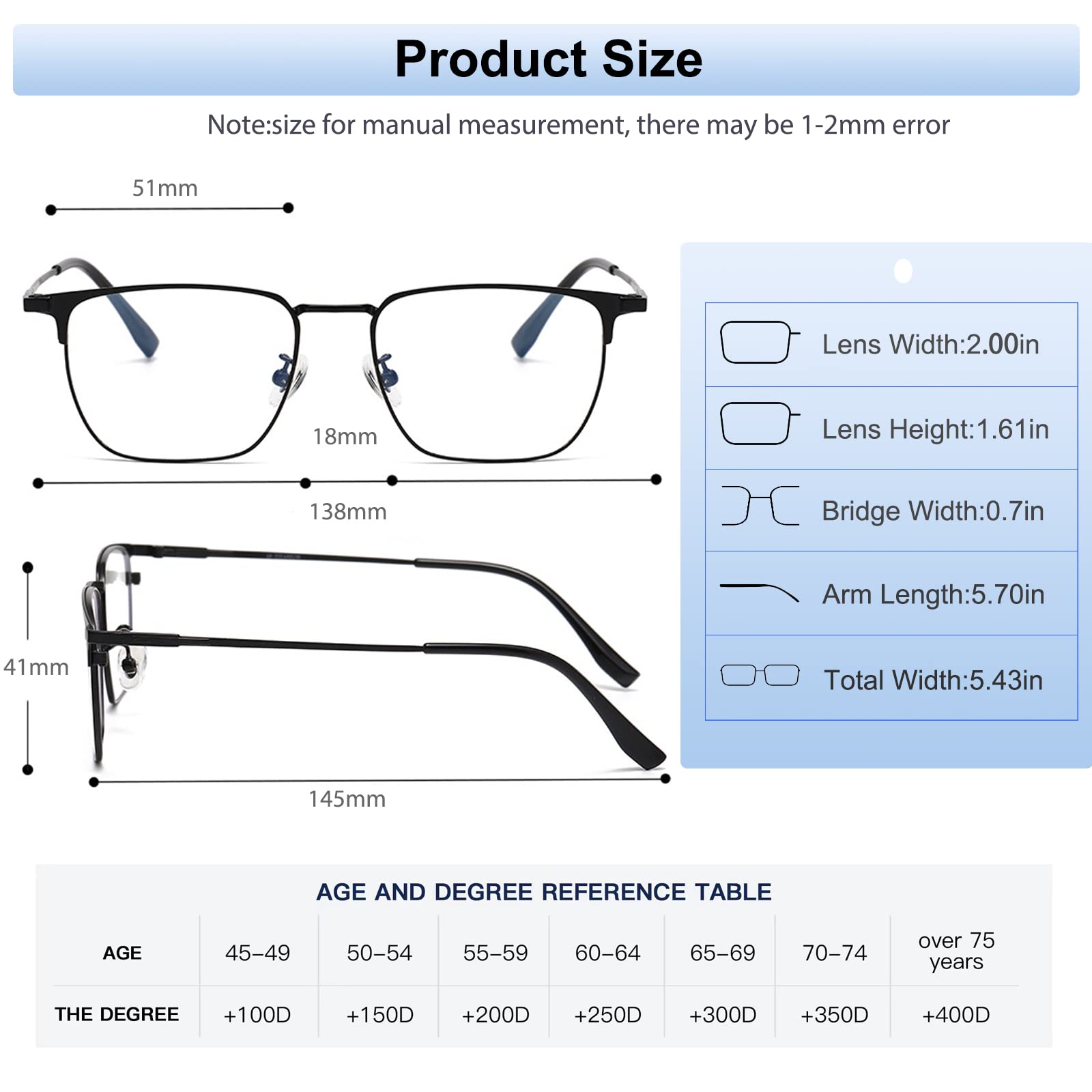 Lesebrille, photochromatisch, progressiv, multifokal, für Herren, Anti-Blue-Licht, Transition Reader, Multifokal-Sonnenbrille, Klar, 2