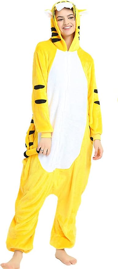 Amazon 虎 着ぐるみ トラ パジャマ アニマル 連体服 新年 ペアルック ファミリー 可愛い動物 虎柄 パジャマ 秋冬 暖かい 防寒 対策 帽子 フランネル もこもこ ふわふわ 男女兼用 部屋着 寝間着 コスプレ クリスマス プレゼント 誕生日 S コスプレ 仮装