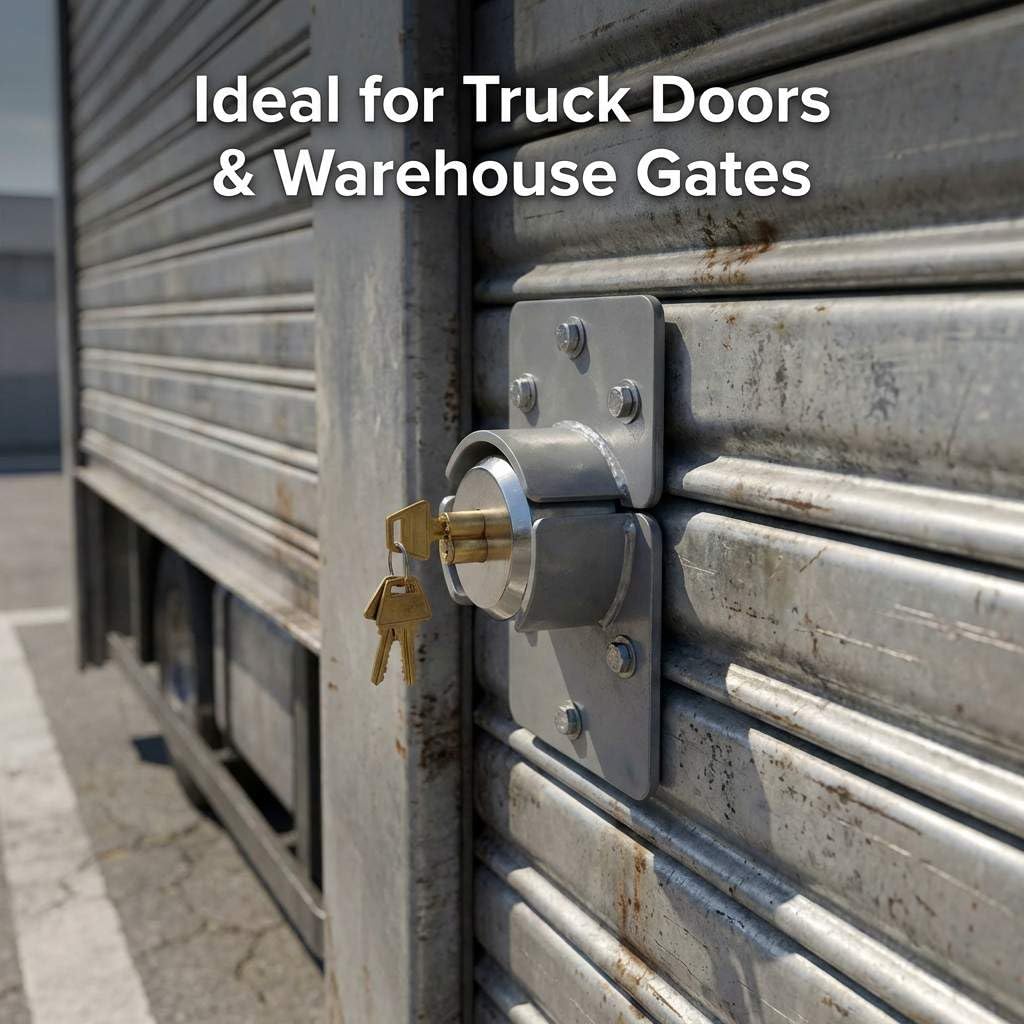 QWORK® Alta Seguridad Camionetas , Candado Redondo de acero con 2 llaves para Furgonetas , Camiones , puertas , furgonetas y máquinas expendedoras