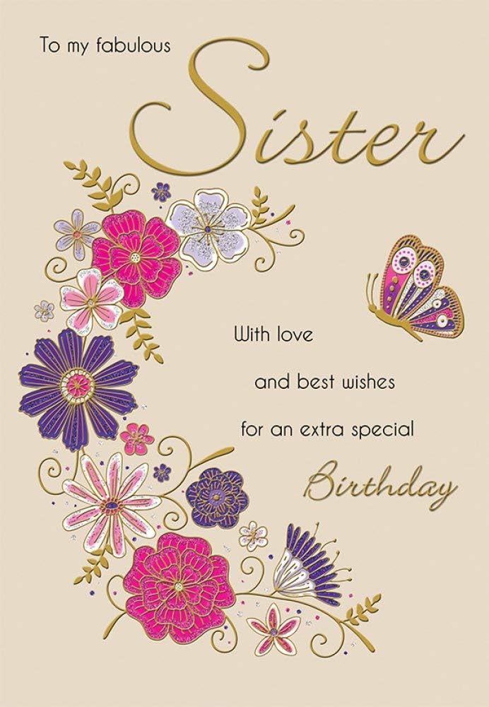 Piccadilly Greetings Traditional Birthday Card Sister - 9 x 6 inches