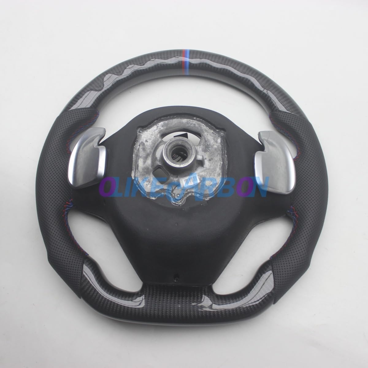 Replacement D Shape Leather Real Carbon Fiber Steering Wheel Compatible With BMW X5 F15 X6 F16 (With Paddles)