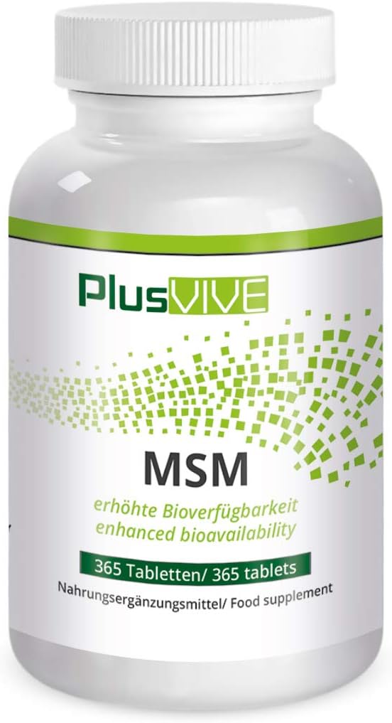 Plusvive – 365 MSM capsules with bioavailability matrix, (1000 mg)