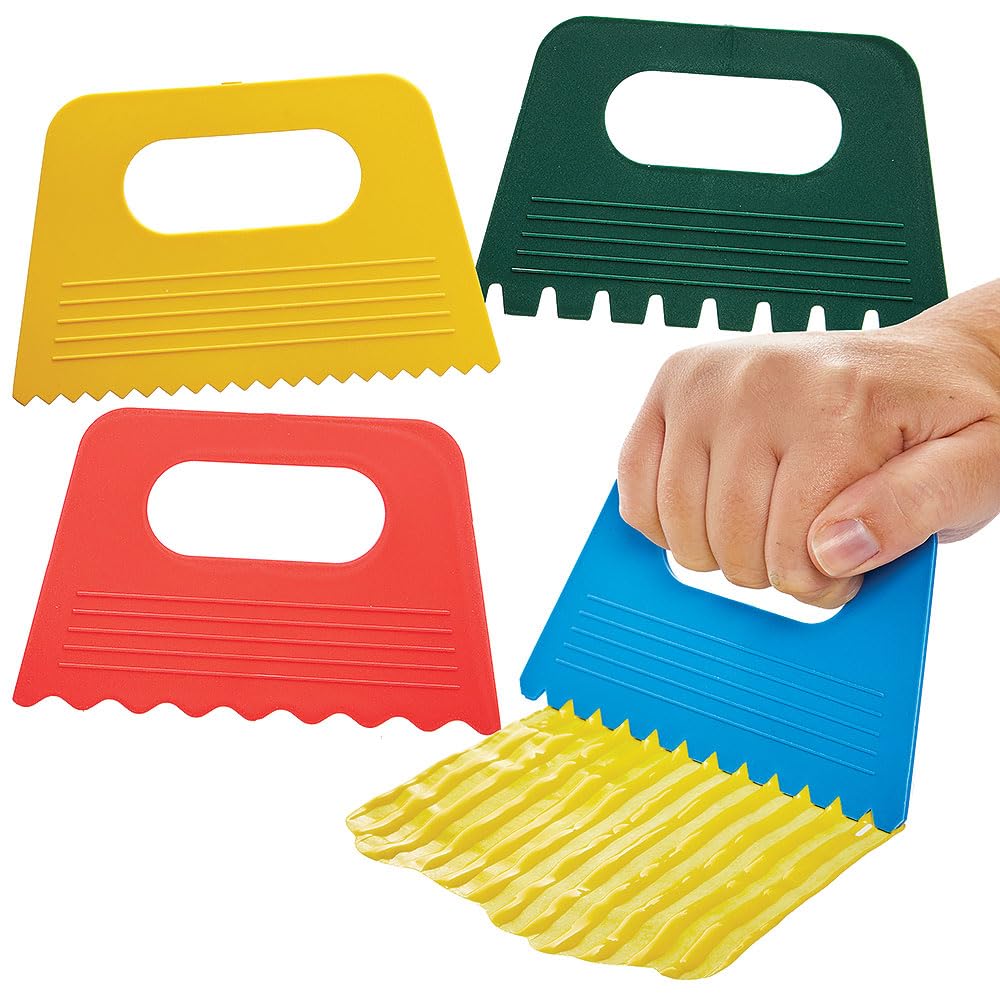 Baker Ross FN487 Grattoirs pour peinture et texture - Lot de 4, outils d'artisanat pour enfants