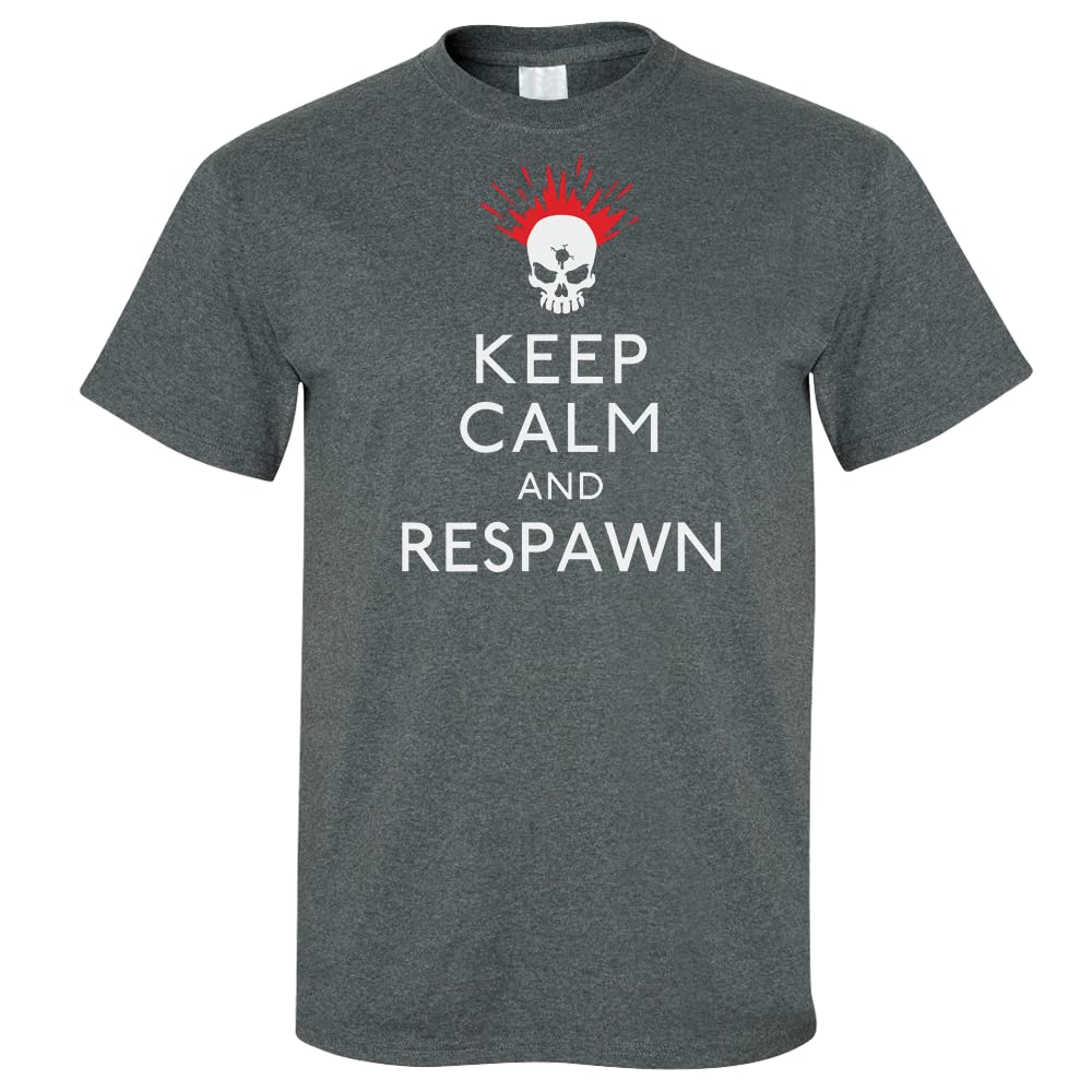 Keep Calm and Respawn T-Shirt, Grey, XX-Large