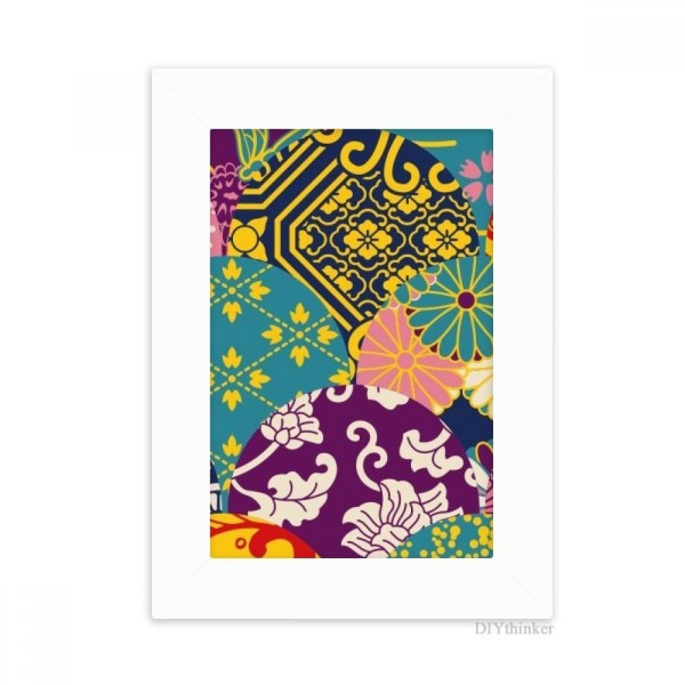Cadre photo bureau style japonais fleurs et lignes 10.2x15.2cm multicolor