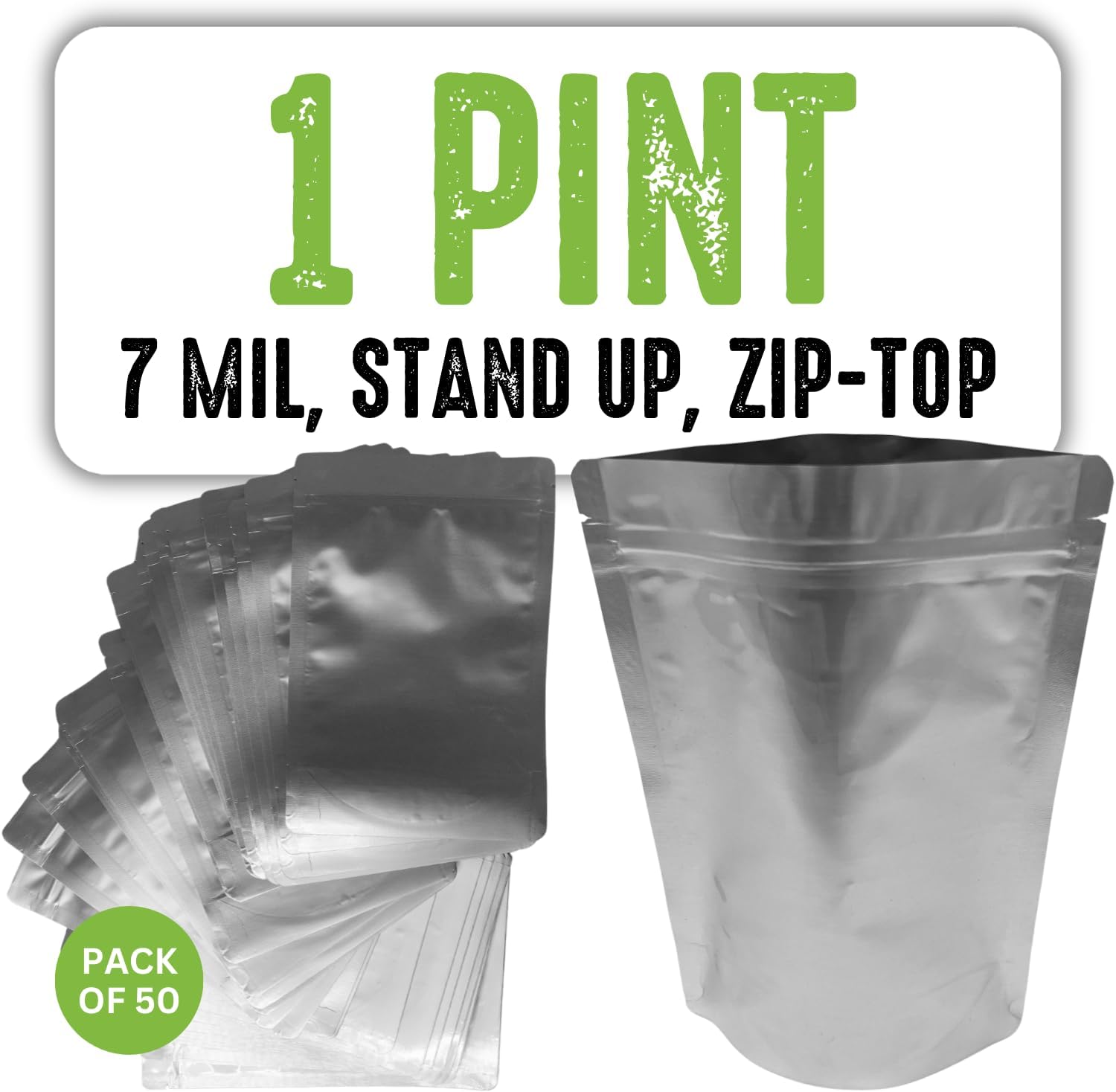 50 Mylar Bags for Food Storage, Airtight 7-Mil Thick Gusseted Zip Lock, Long Term, Reusable, Emergency Food Supply & Freeze Dryer Bags – 1 Pint 6×8 Inch 50 Mylar Bags for Food Storage, Airtight 7-Mil Thick Gusseted Zip Lock, Long Term, Reusable, Emergency Food Supply & Freeze Dryer Bags – 1 Pint 6×8 Inch