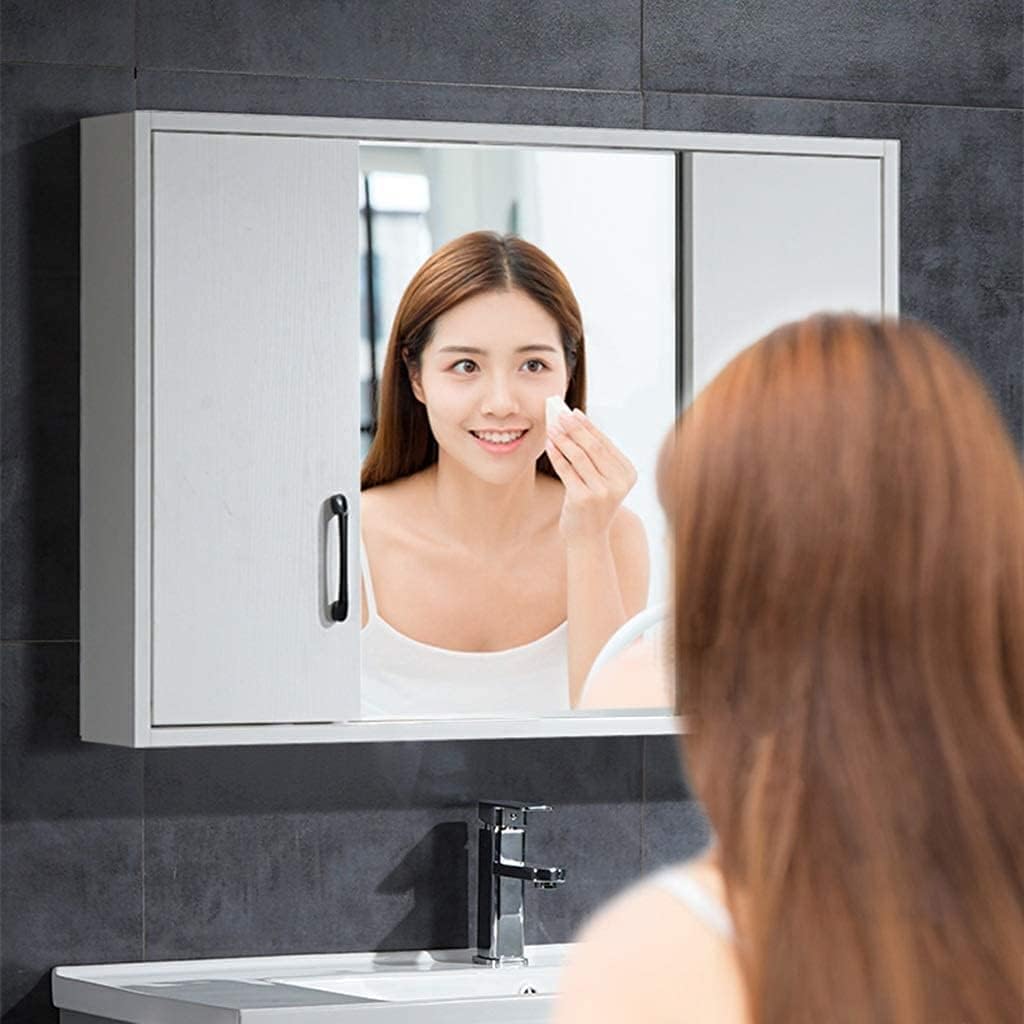 Wall Mounted Bathroom Cabinet, Storage Orga, Bathroom Cabinet, Hidden Mirror Cabinet, Mirror Box, Bathroom Wall Mirror, Bedroom Mirror,White-60 * 14 * 65cm