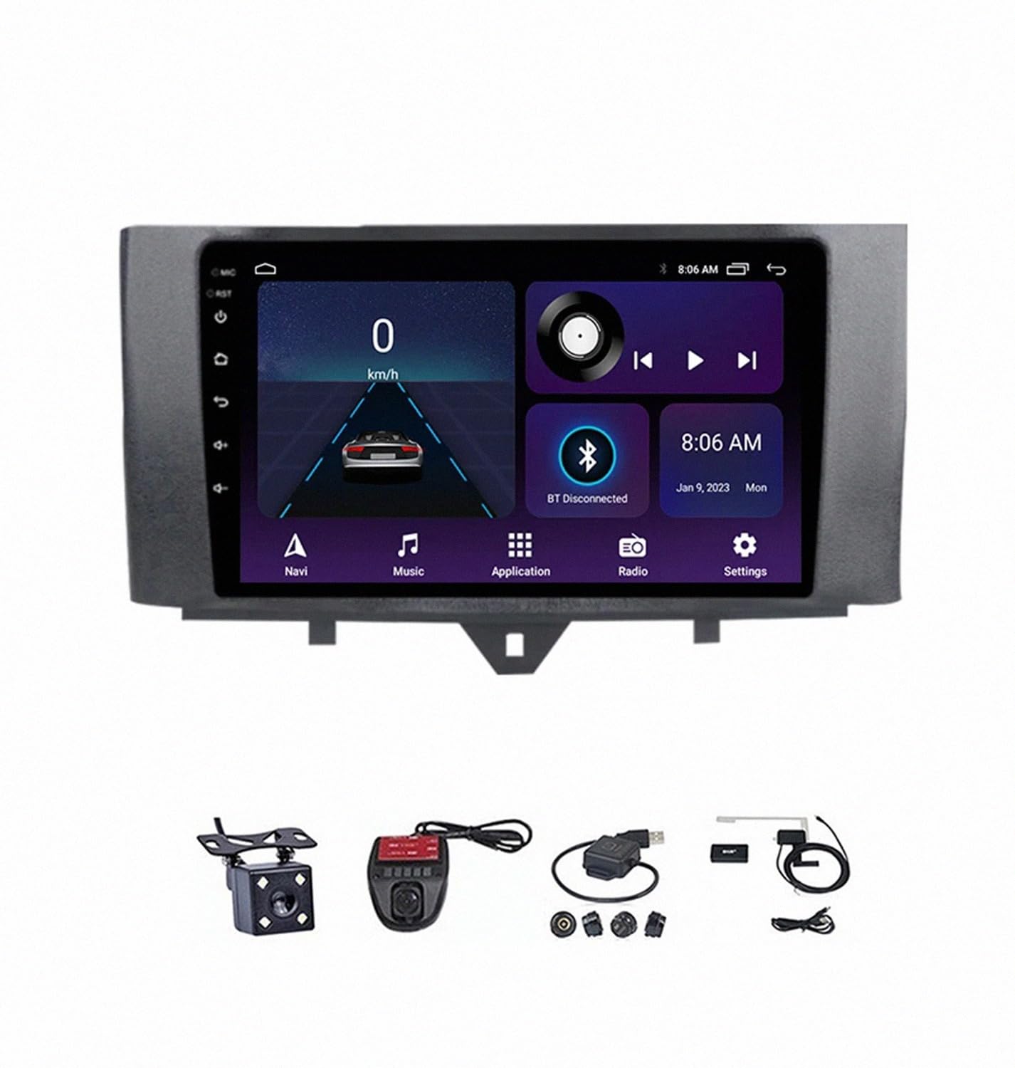 Navigation Automobile M-Benz Smart Fortwo 2011-2015 9 Pouces Android 15 Lecteur Multimédia Mirror Link SWC USB pour, 8 Core 4G+64G