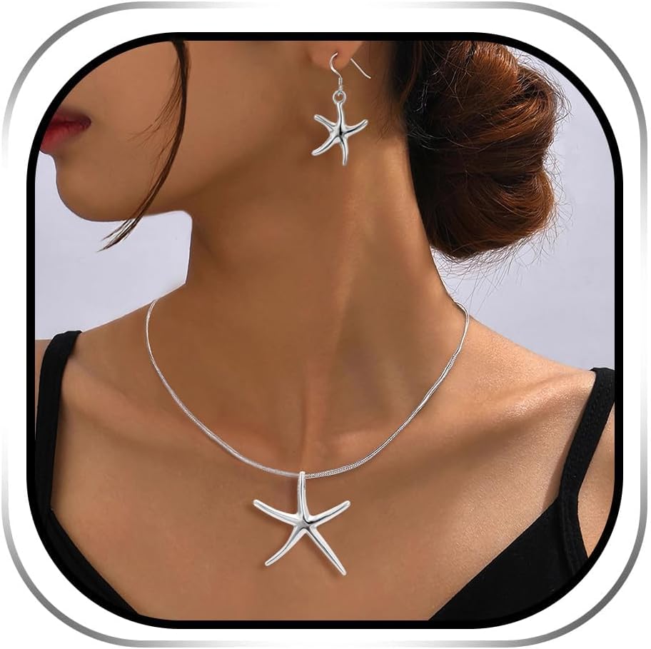 3 Circles Silver Hoop Earrings and Necklace Set for Women - 925 Plated Hypoallergenic Small Hoops