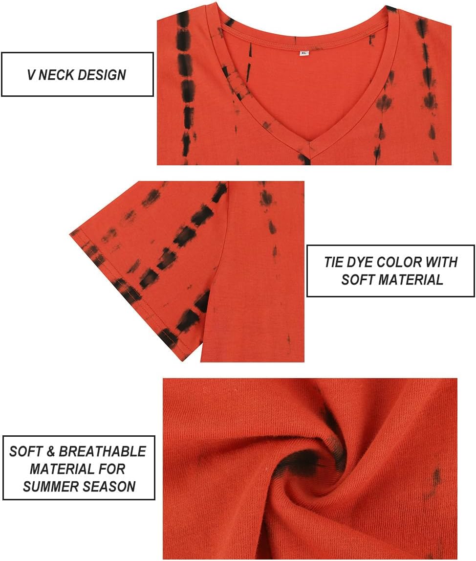 RITERA Women Plus Size Tops Tie Dye V Neck Shirt Floral Camo Summer Short Sleeve Tunic Oversized Ladies Blouse XL-5XL - Image 2