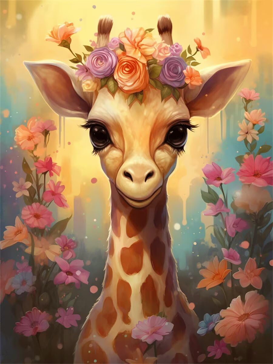 Diamond Painting Girafe 70x90 cm | Kit Broderie Diamant Complet Toile XXL Art Créatif