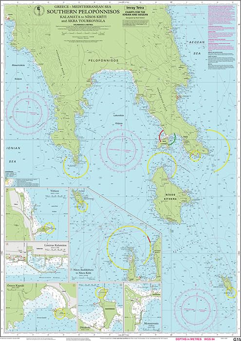 Imray Chart G15: Southern Pelopónnisos (G Charts): Ormos Navarinou to Nisos Kithira and Akra Tourkovigla: 15