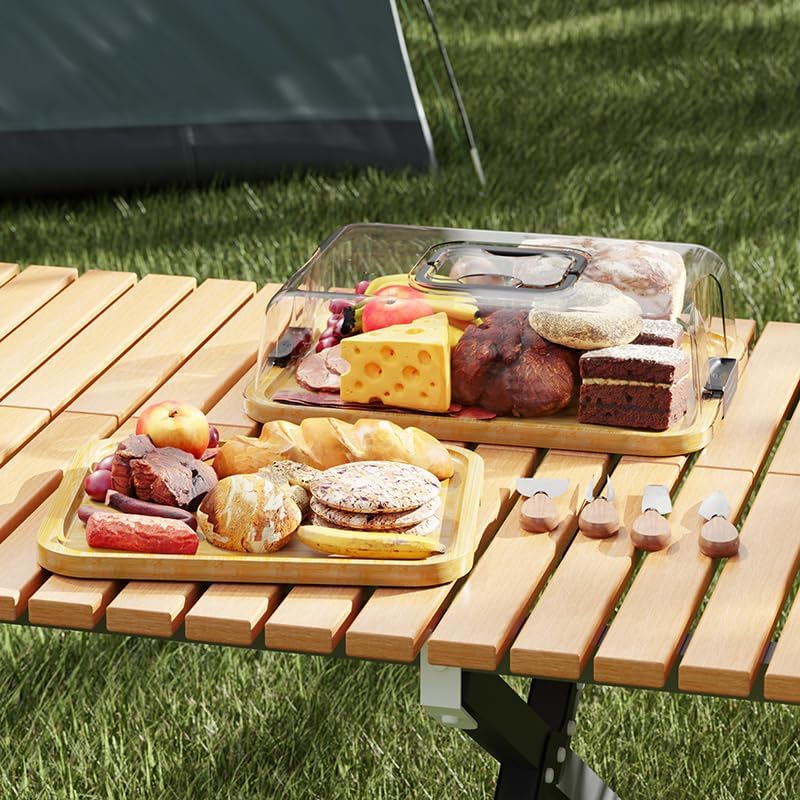 2-Pack Charcuterie Board with Lid - Reversible+ 4-Piece Stainless Steel Cheese Knives, Covered Snack Serving Tray-Large Food Platter，Travel Portable Cheese Board for Picnics & Entertaining - Image 4