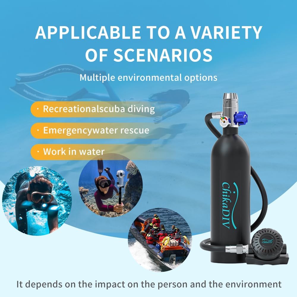 Mini Scuba Diving Tank System, 1L Travel Diving Gear with 3000 PSI Lung Tank, Ultra-Lightweight 3.4KG Emergency Backup Air Supply for 10M Depth Diving (Green)