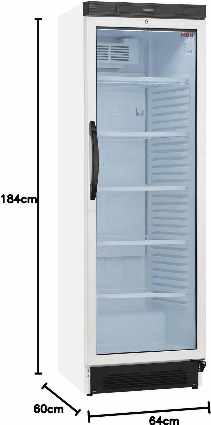 MBH - Nevera expositora vertical profesional blanca con puerta de cristal para hostelería. Frigorífico expositor botellero industrial para bebidas.