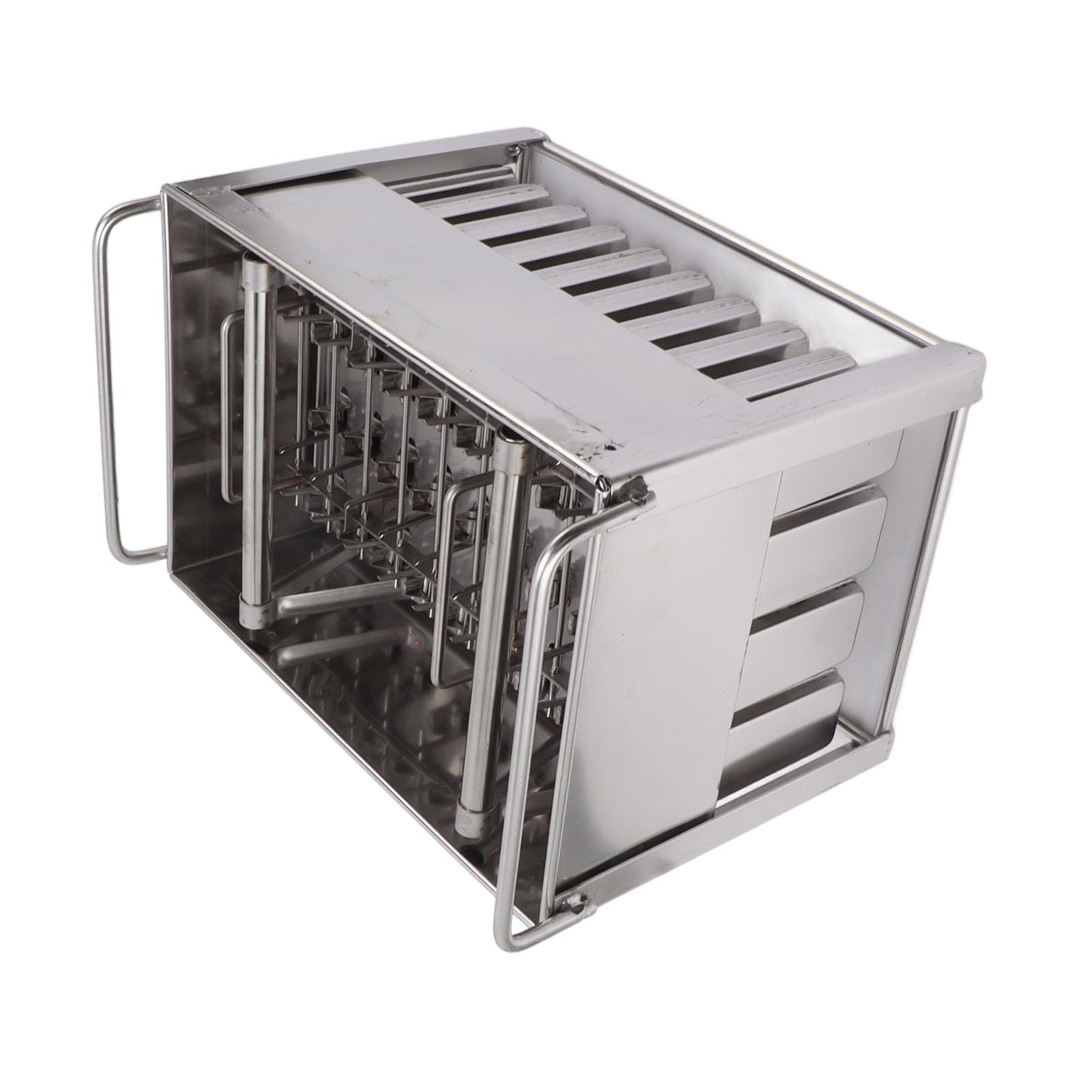Generic Stampo per Barretta di Ghiaccio in Acciaio Inossidabile Stampo per Gelato Riutilizzabile Fai-da-te per Divertimento in Famiglia 14,4x9,4x9,4 Pollici