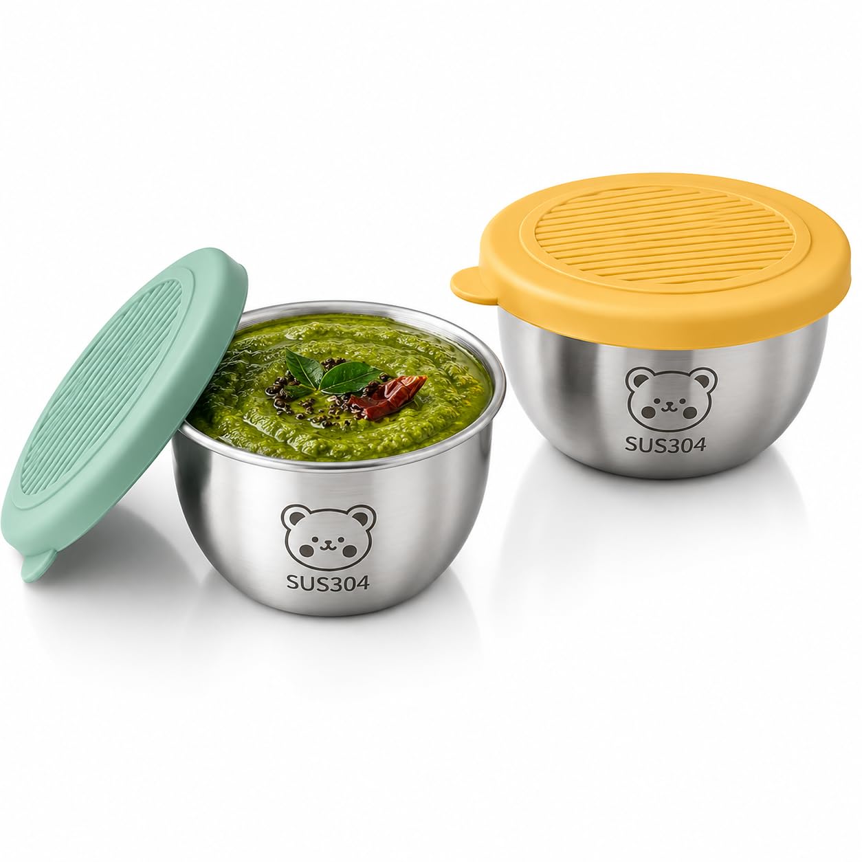 Stainless Steel Chutney Box for Tiffin, Mini Sauce Container for Lunch Box, Leak Proof Ketchup & Dip Container, Small Steel Dabba for Pickle, Salad Dressing & Condiments Food Grade Material (40ml,2)-image-43