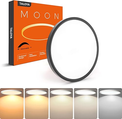 Miniatura 49 de TALOYA Lámpara de techo LED negra de 10 pulgadas, montaje empotrado, CCT 5 en 1 seleccionable (3000K/3500K/4000K/5000K/6500K), 2000LM 0.94 pulgadas
