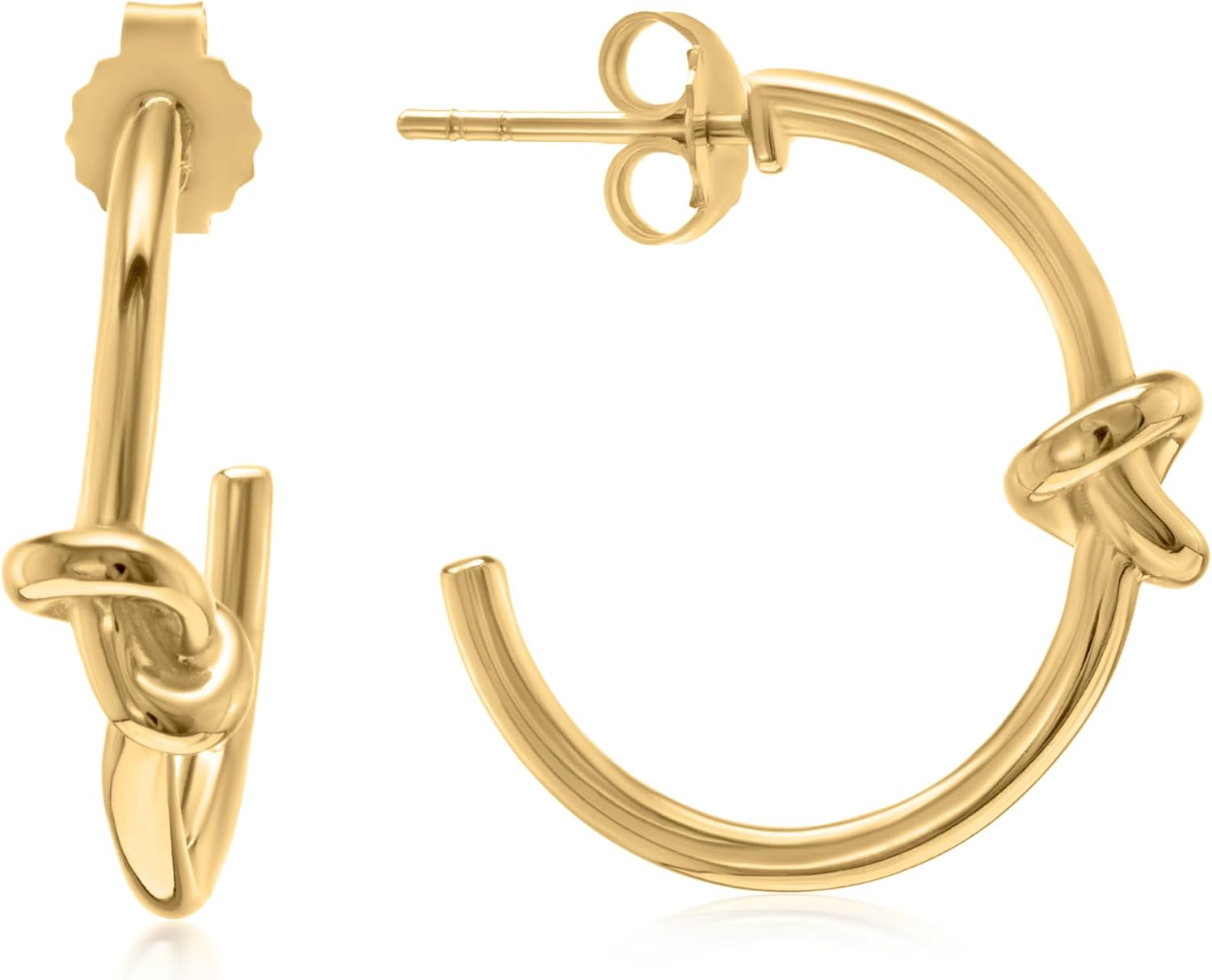 Judy Crowell Jewelry Sterling Silver High Polish Open Knot Hoop Earrings