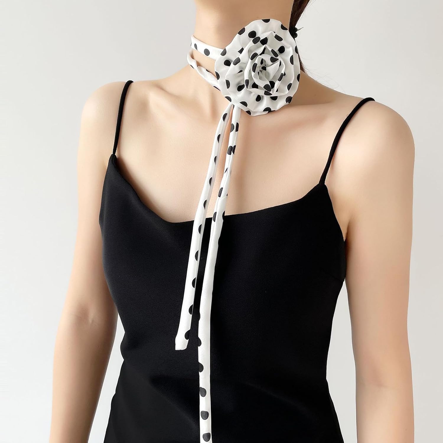 Long Stripe Flower Scarf For Girl Fashion Choker Neck Scarf Neckerchief Music Festival Necktie For Casual Formal Neckwear