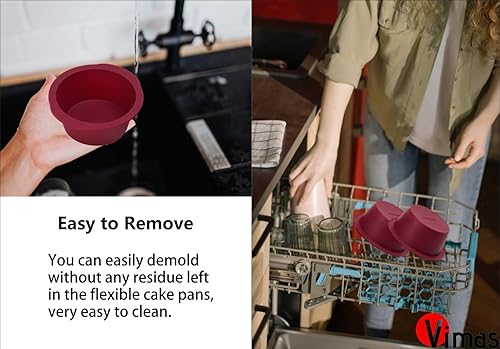 Miniatura 5 de Moldes de silicona extra gruesos de 4 pulgadas, 4 mini moldes antiadherentes para hornear, moldes duraderos para tartas, magdalenas, magdalenas y