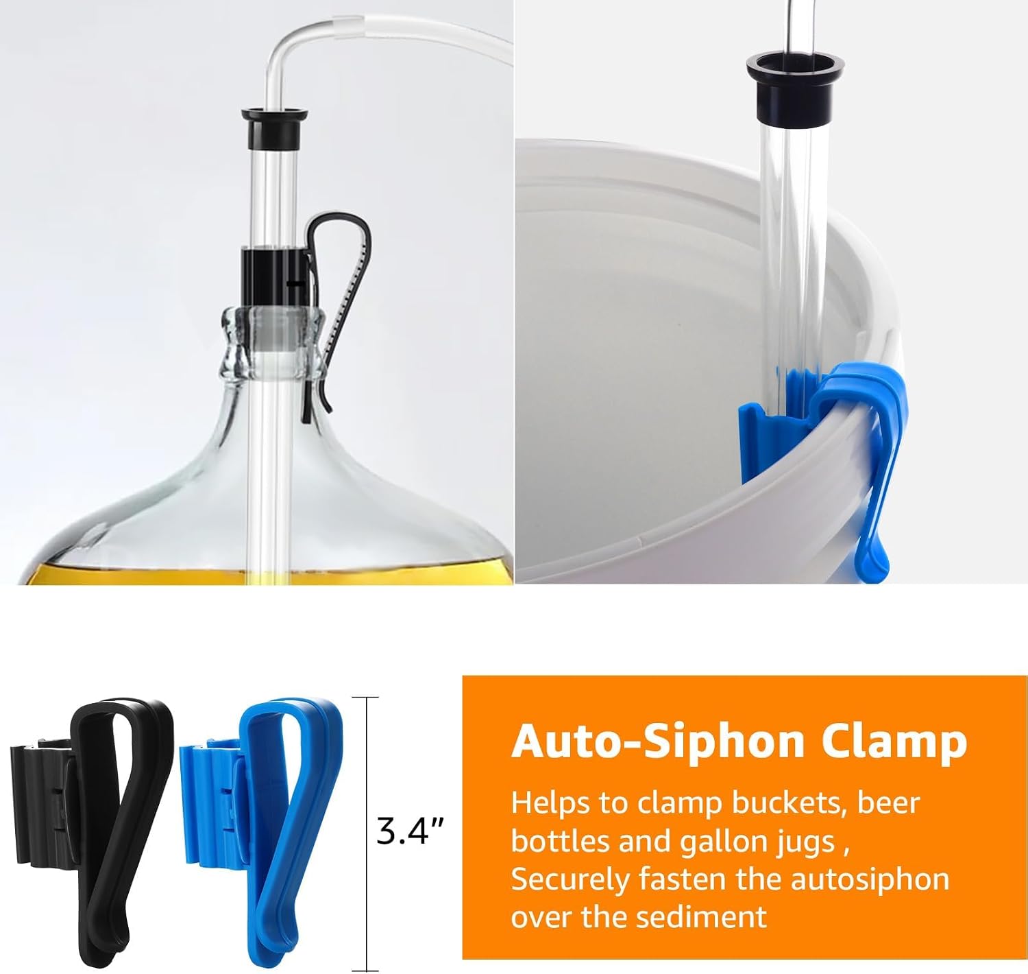 3/8" Auto Siphon Beer Bottle Siphon Pump Wine Siphon Regular Siphoning Kit Transfer Pump for Gallon Jugs, Wine, Beer, Mead, or Kombucha with 5Ft Clear Silicone Hose (2 Pcs)