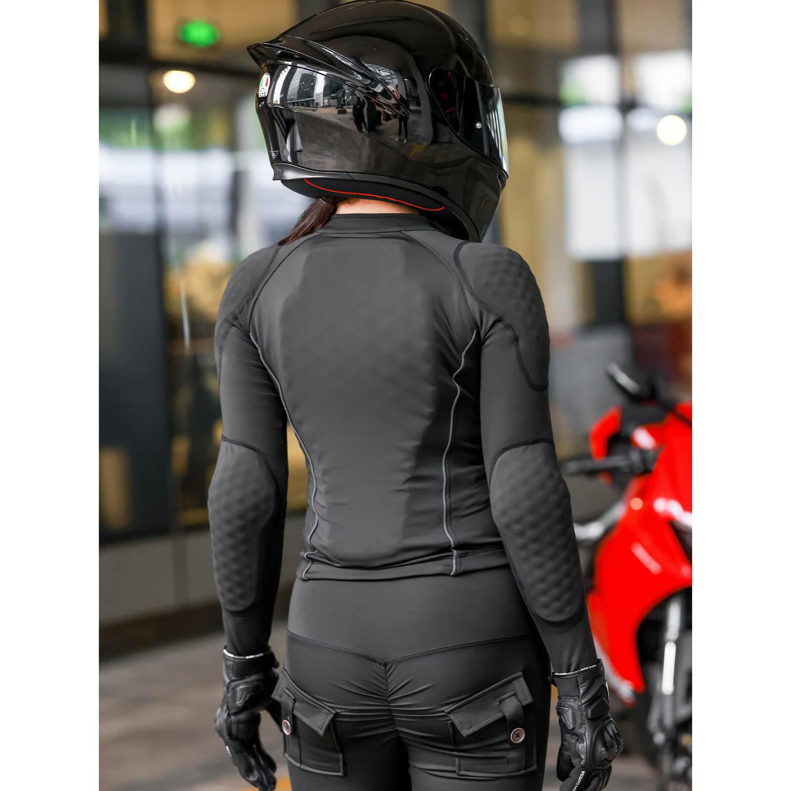 Damen-Motorradjacke aus Mesh, CE-zertifiziert, mit Protektoren, atmungsaktive Motocross-Schutzjacke, Softshell-Fahrshirt mit Protektoren, gut sichtbare Reflektoren für Straße