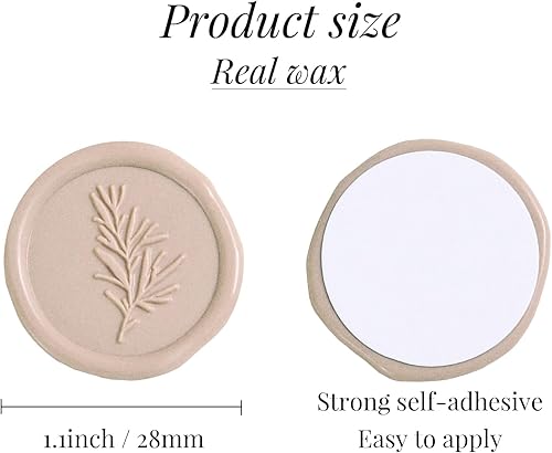 Miniatura 3 de UNIQOOO Calcomanías de sello de cera, calcomanías de sello de invitación de boda de romero, 100 calcomanías autoadhesivas de color gris pardo,