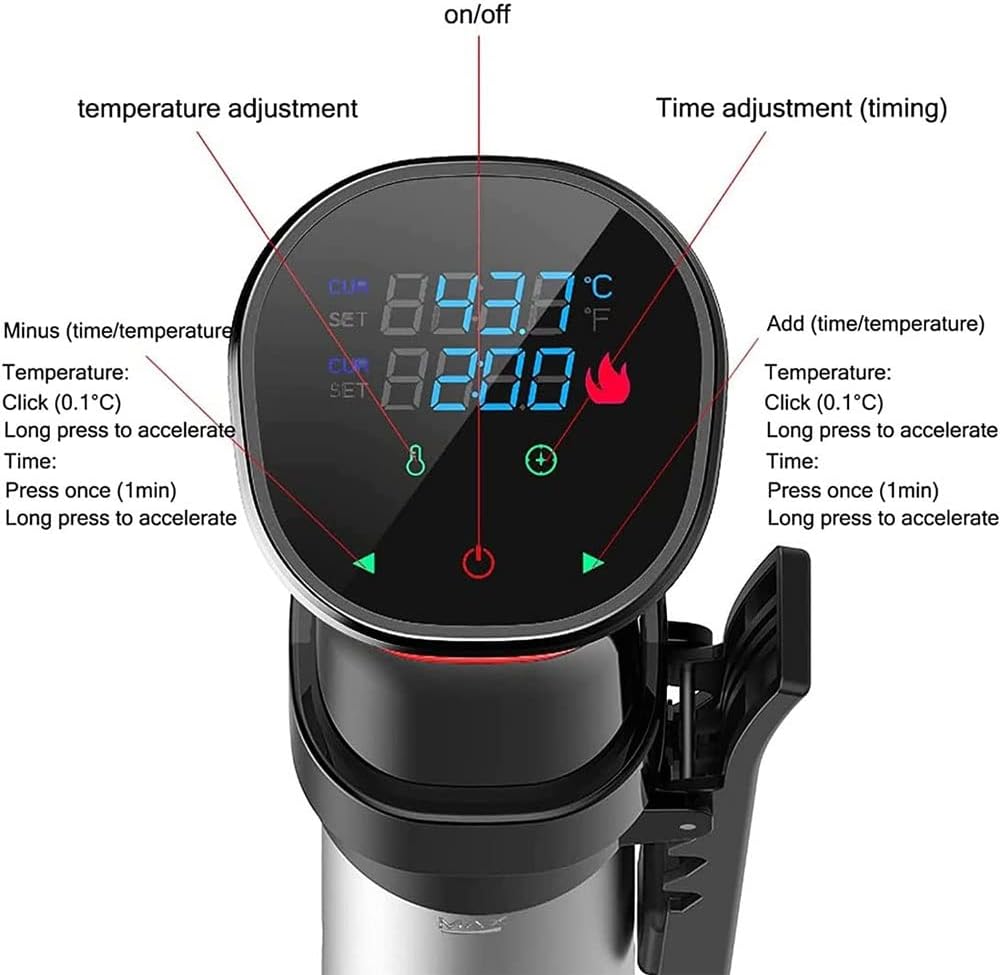Sous Vide immersion Cooker, 1000 Watts, Timer Function, 3D Circulation, 25~95 ℃, LCD Touch-Display, Up to 23L